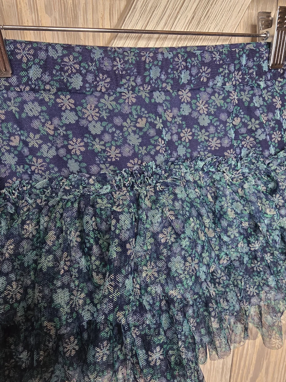 Justice Girls Size 10 Blue Floral Sequin Bow Tank & Ruffle Skort Set